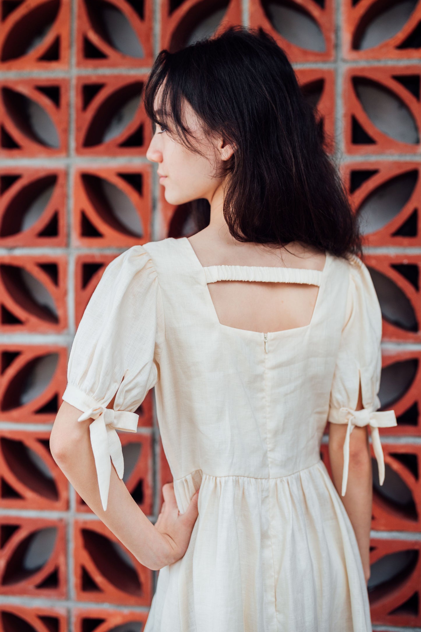 Ivory Linen Dress for Girl