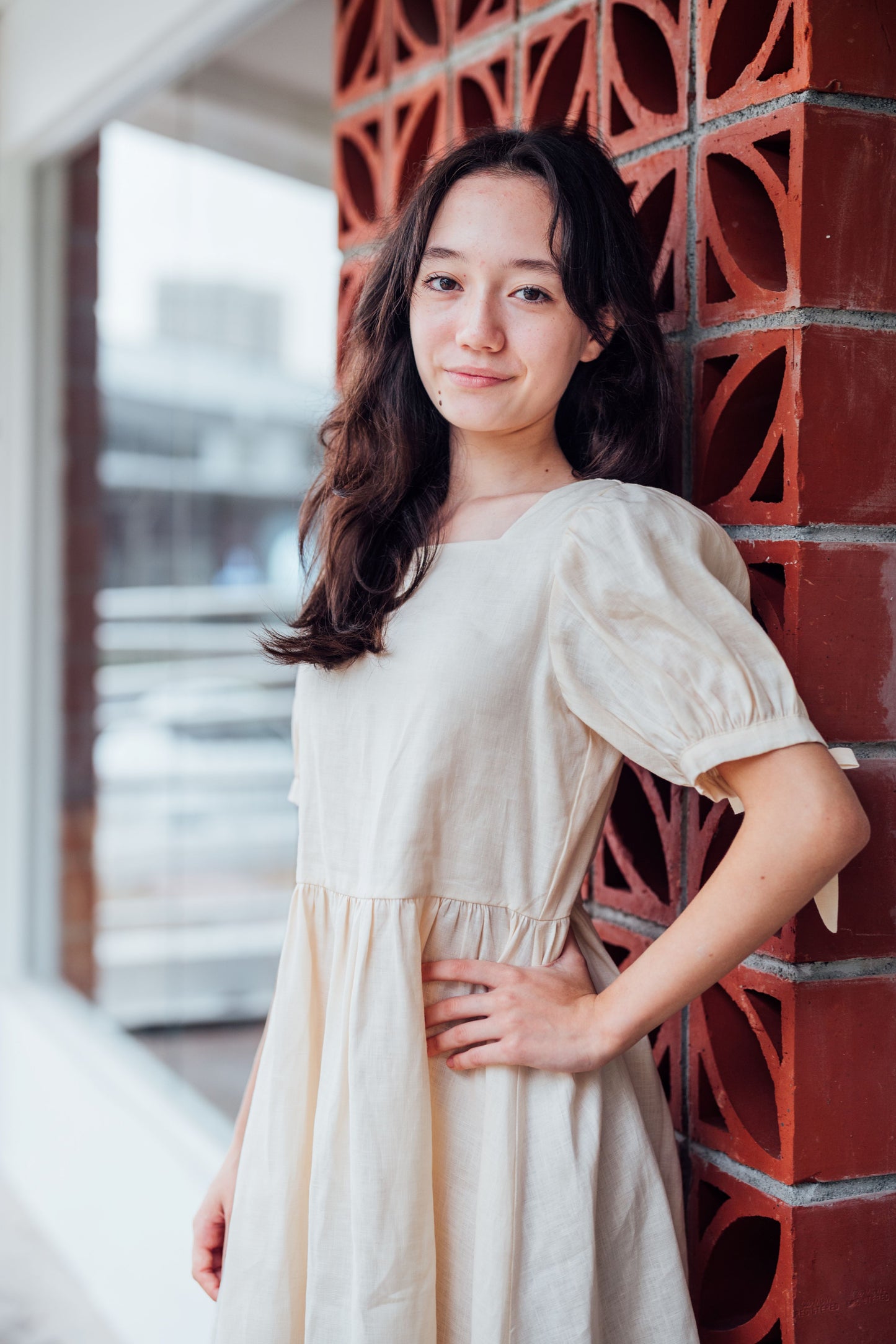 Ivory Linen Dress for Girl