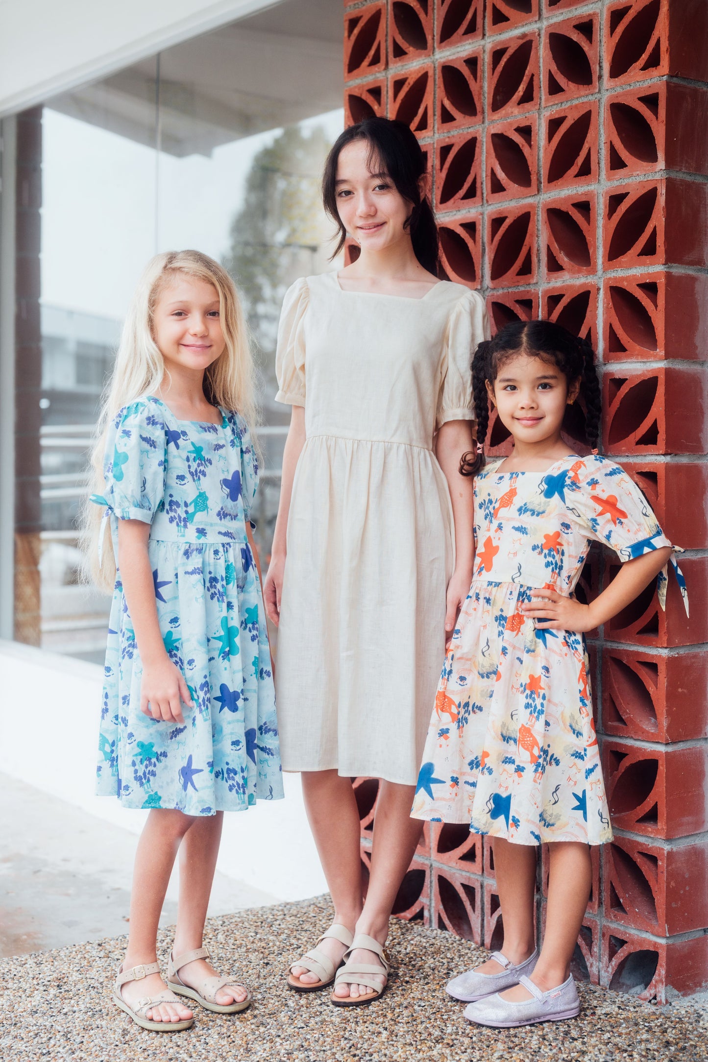 Sora Liberty Print Puff Sleeve Dress with Tie Sleeves for Girl
