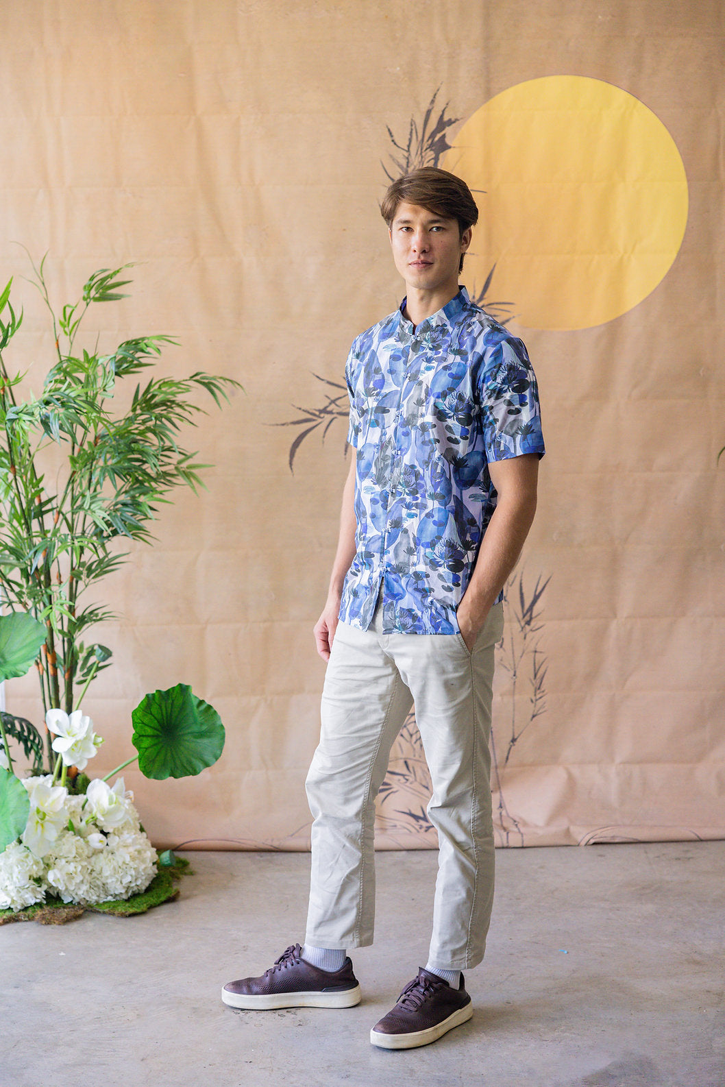 Lotus Mandarin Collar Shirt for Men