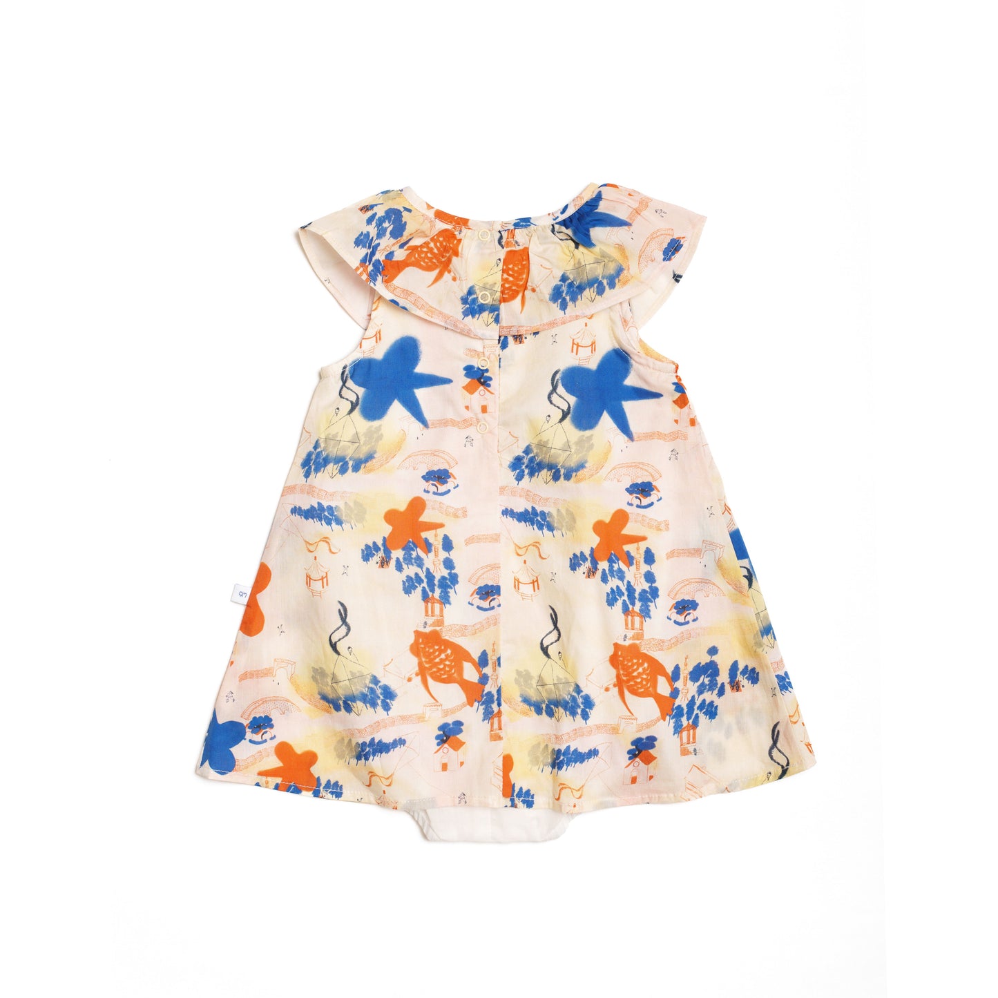 Sora Ruffled Collar Baby Dress for Girls with Built-in Onesie