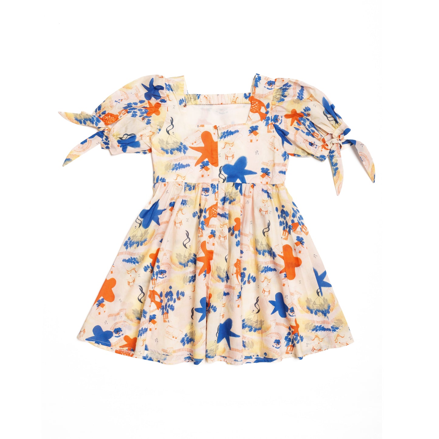 Sora Liberty Print Puff Sleeve Dress with Tie Sleeves for Girl