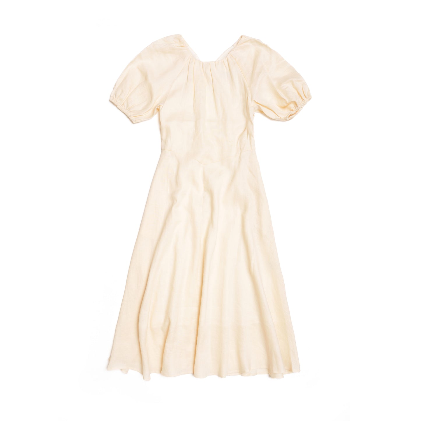 Ivory Linen Midi Dress for Lady