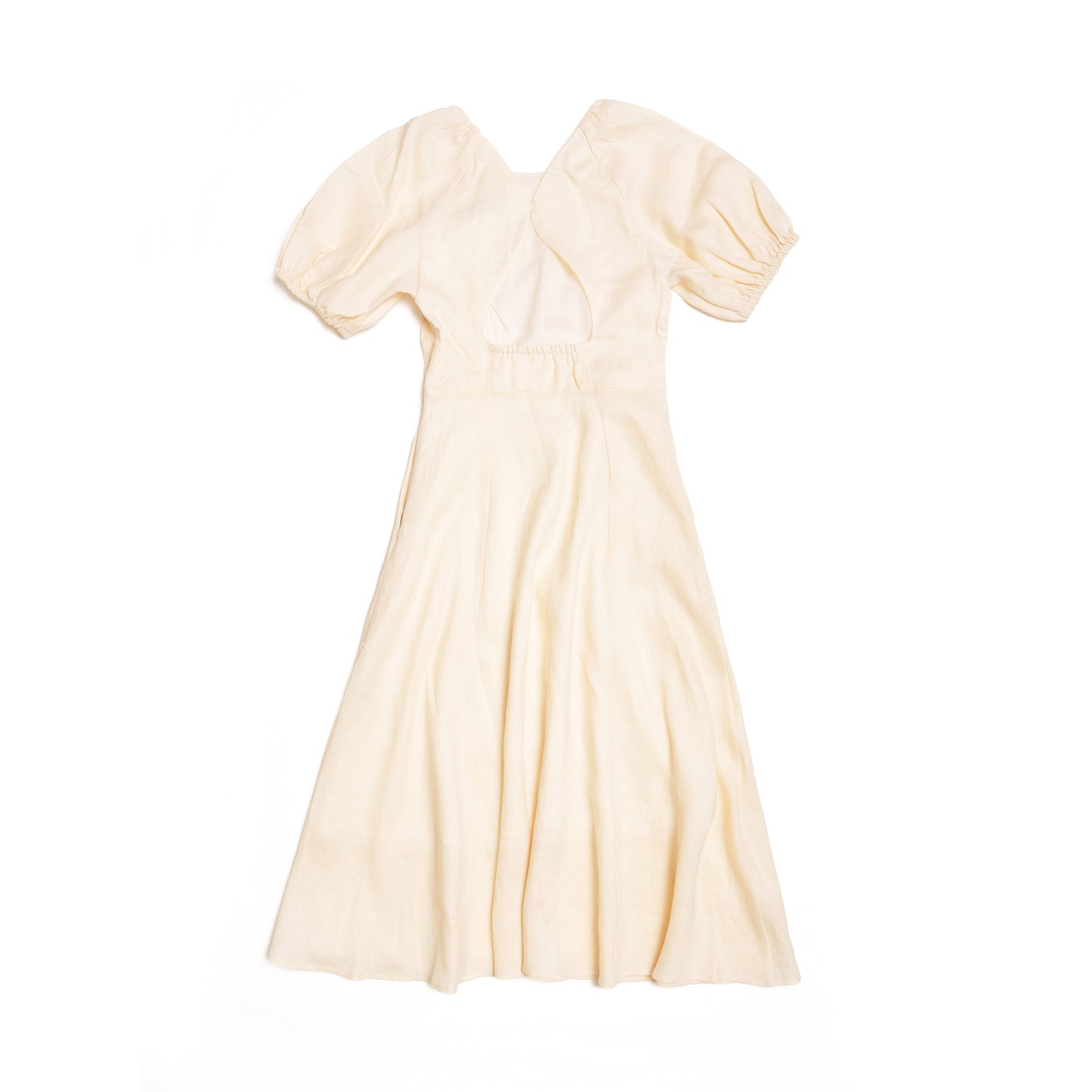 Ivory Linen Midi Dress for Lady