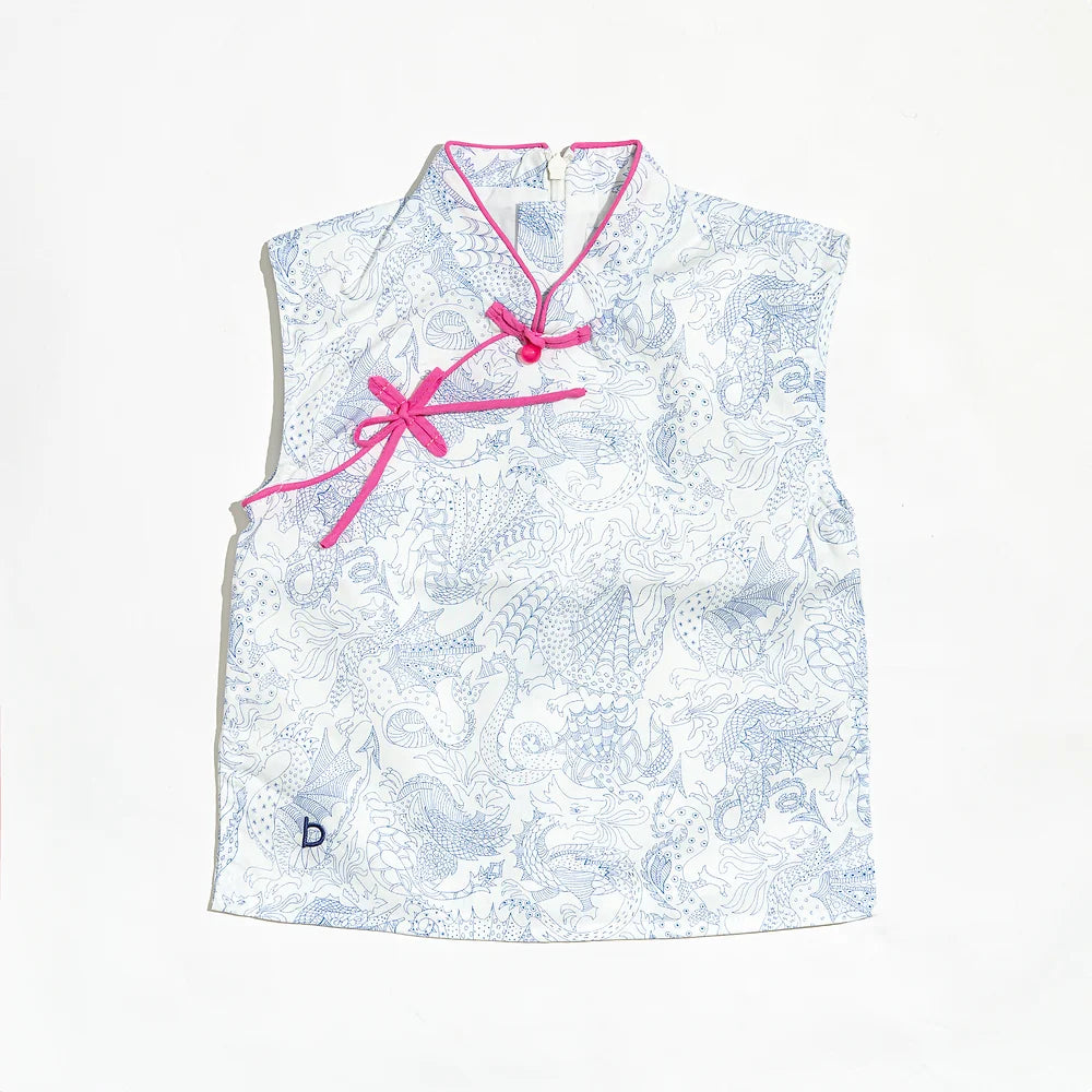 Delaney Dragon Mandarin Collar Top for girls