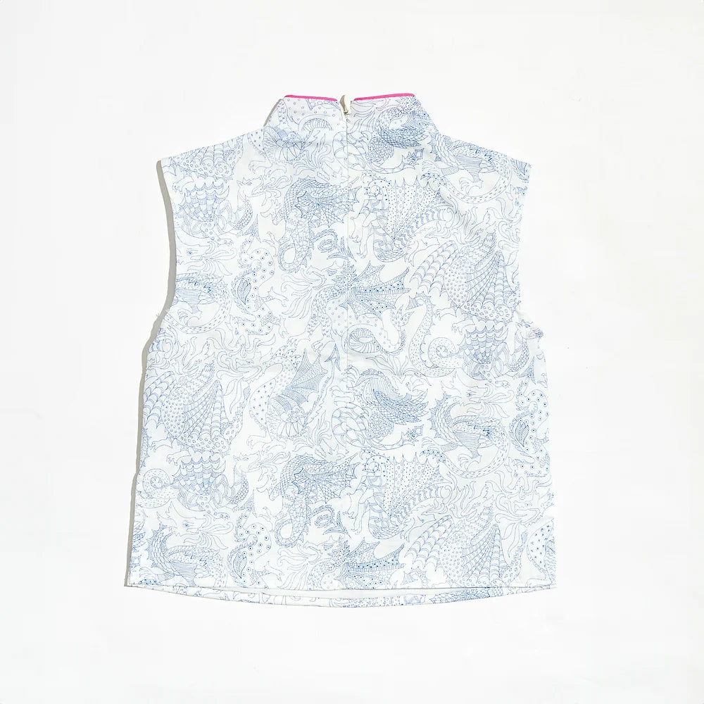 Delaney Dragon Mandarin Collar Top for girls