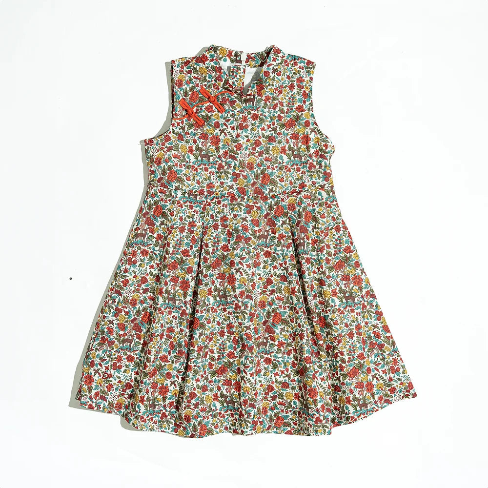Forest Party Sleeveless Cheongsam for girls