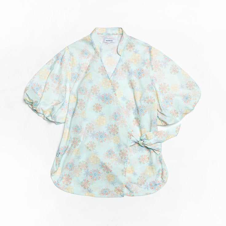 Lucky Rabbit Puff Sleeve Wrap Top for ladies