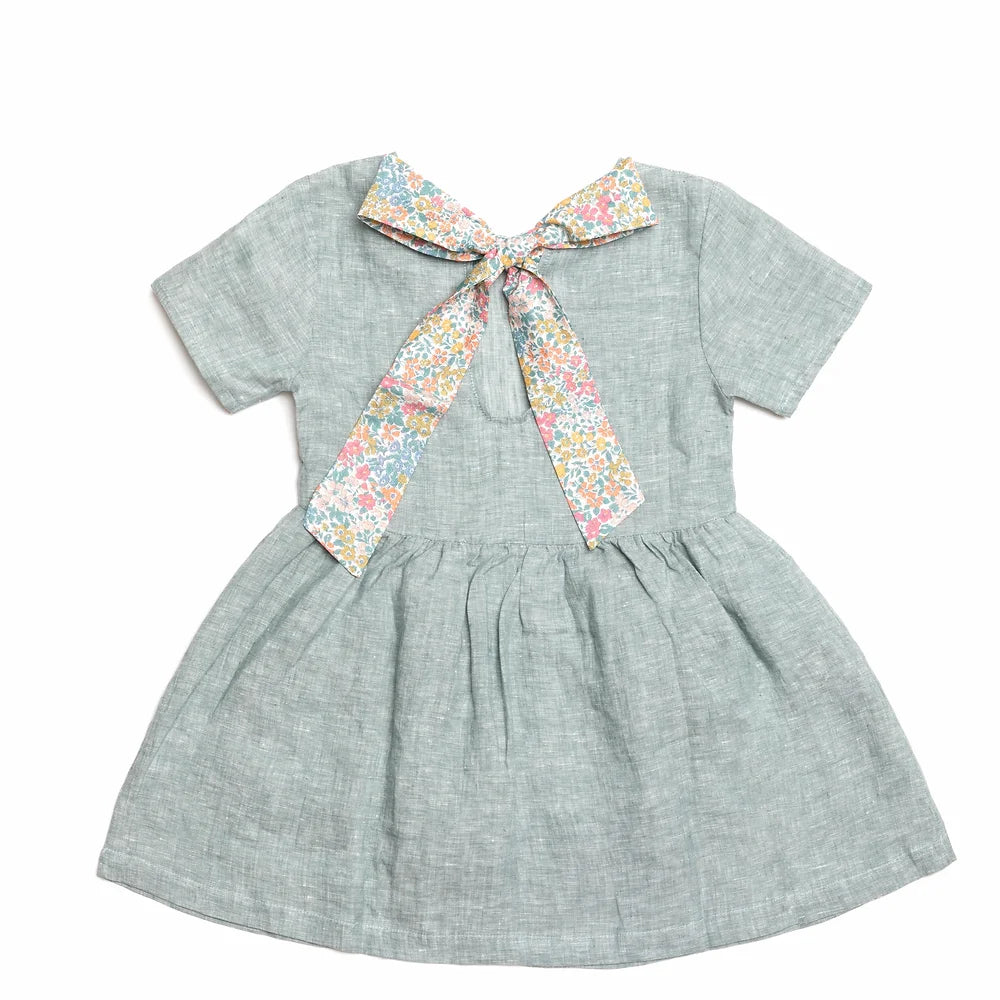 Norah linen dress with bow tie back
