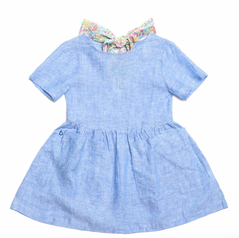 Norah linen dress with bow tie back