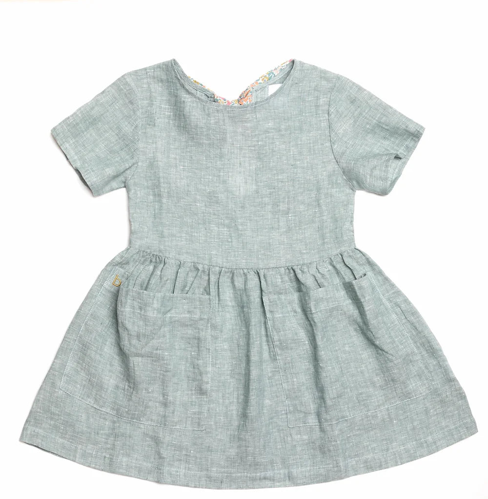Norah linen dress with bow tie back