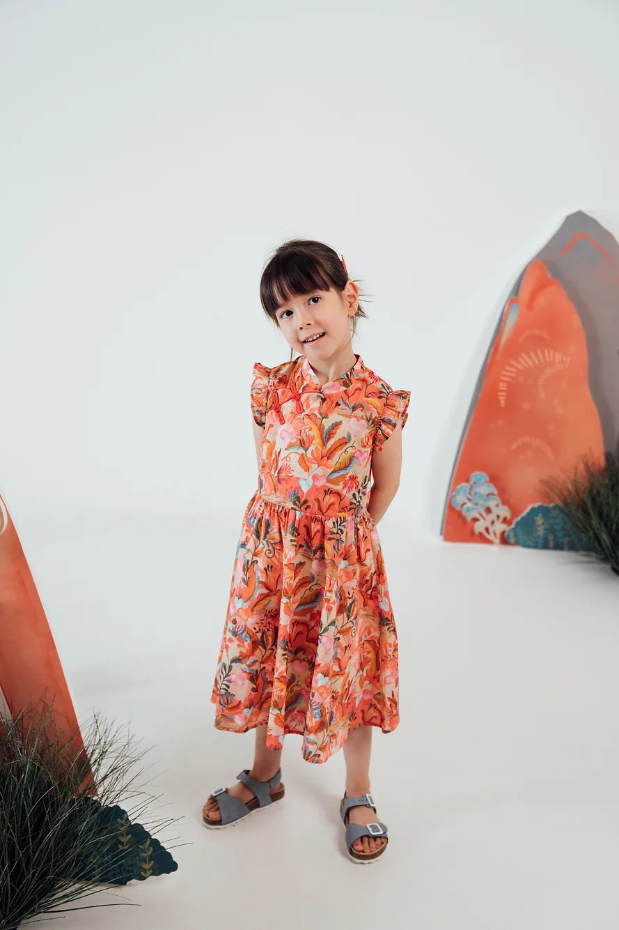 Queen of Hearts Ruffled Cheongsam for girls
