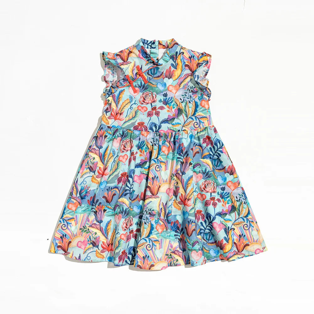 Queen of Hearts Ruffled Cheongsam for girls