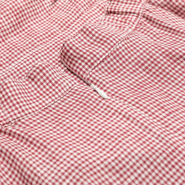 Red Gingham Linen Double Tie-Back Dress for woman