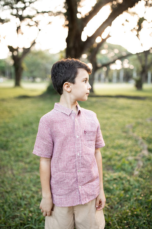 Red Gingham linen shirt