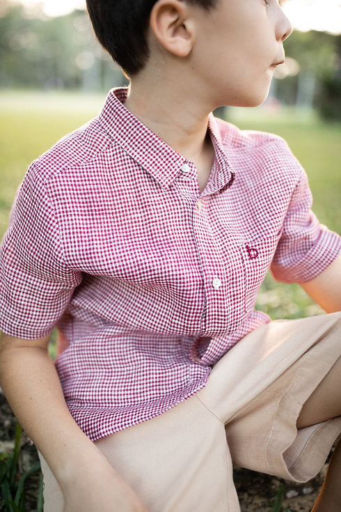 Red Gingham linen shirt