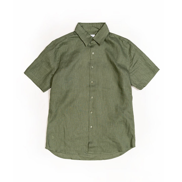 Sambourne Short Sleeve Shirt for Men in moss green linen