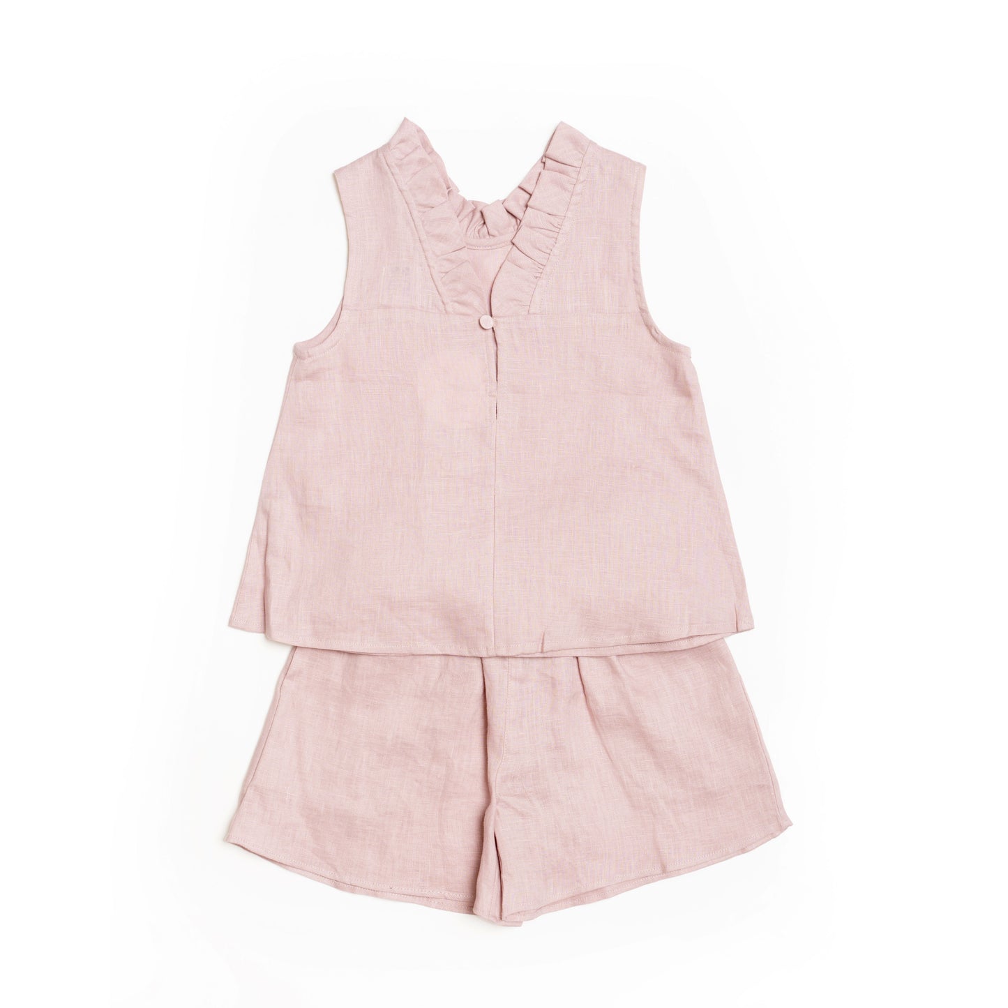Margaret Linen Set in Pale Blush for Girls