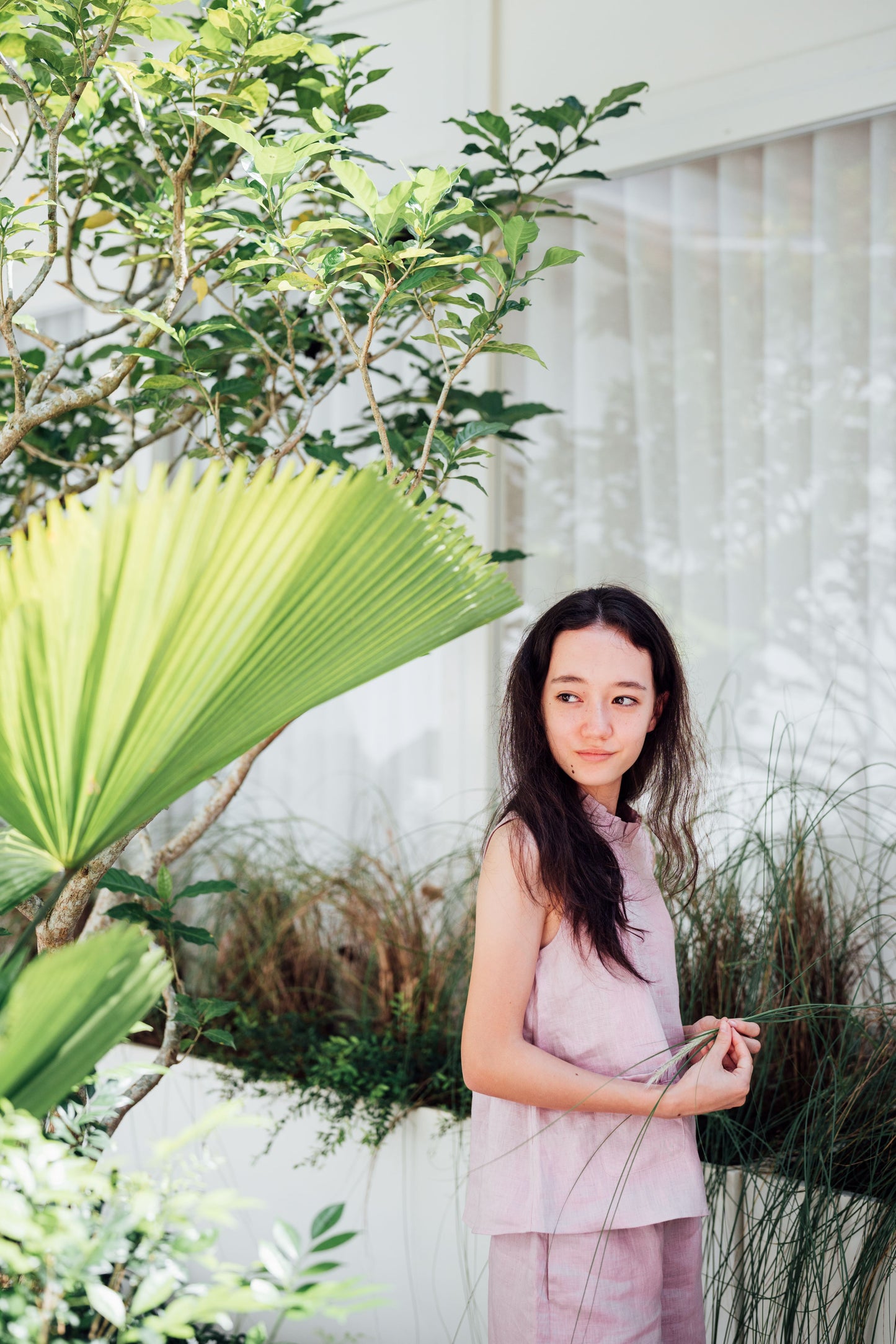 Margaret Linen Set in Pale Blush for Girls