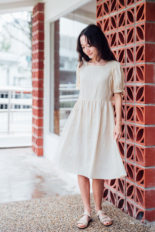 Ivory Linen Dress for Girl