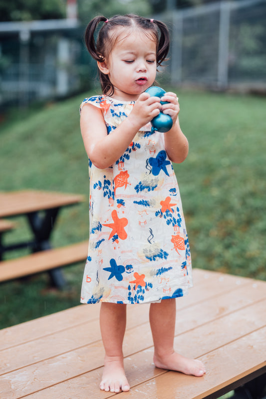 Sora Ruffled Collar Baby Dress for Girls with Built-in Onesie