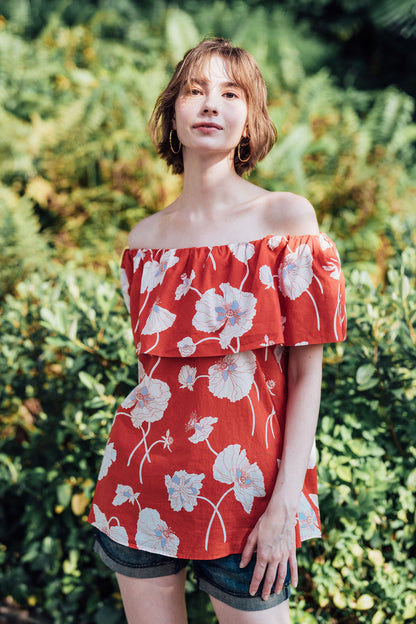 Poppy Bloom Lady Off-Shoulder Top