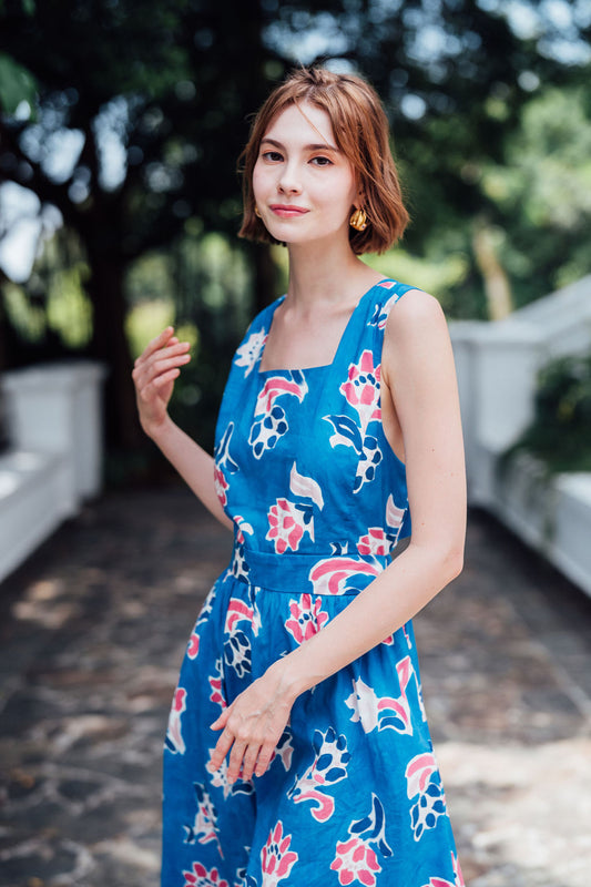 Fleur Mural Cross-Back Dress for Lady