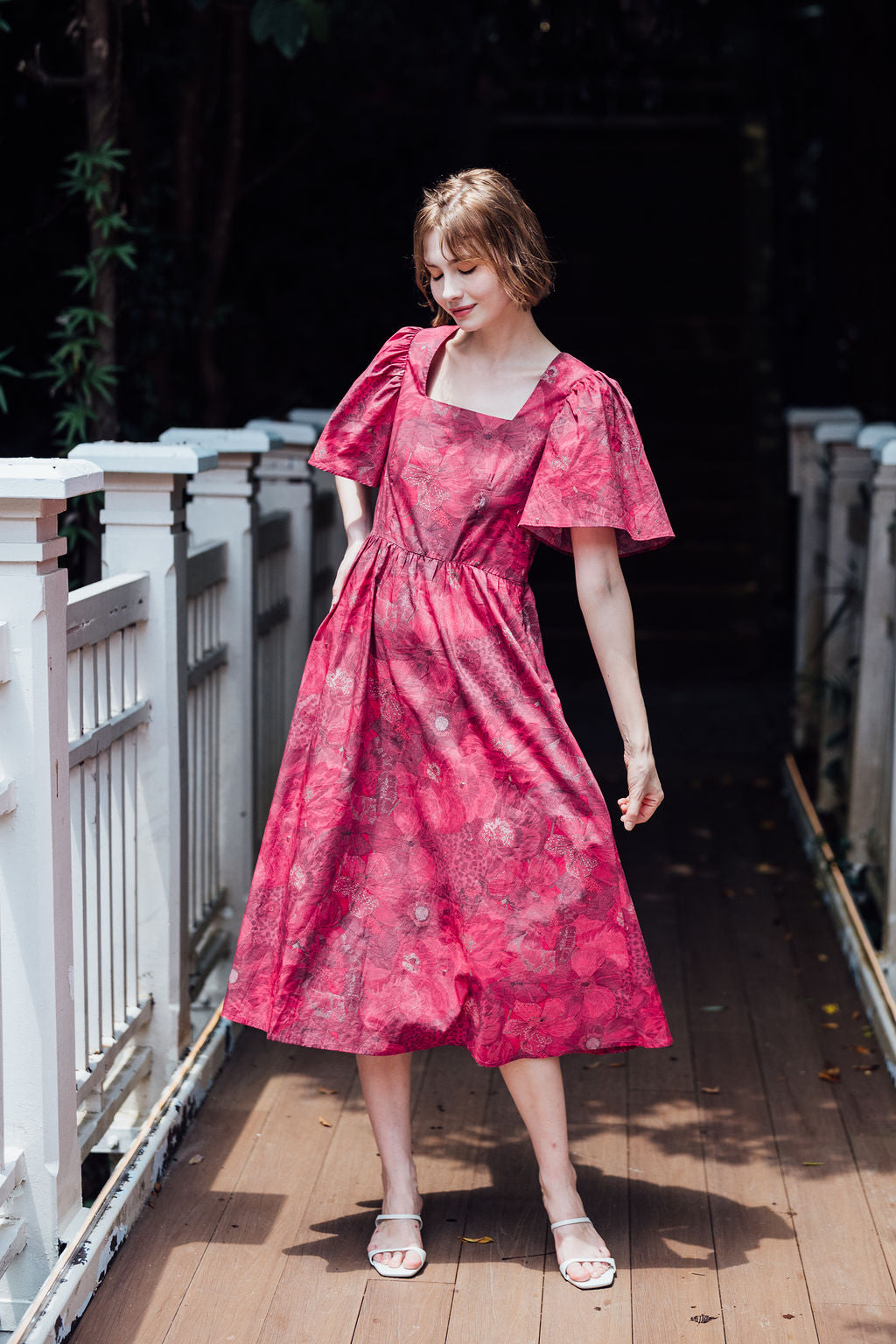 Rosy Floral Dress for Lady