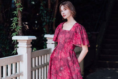 Rosy Floral Dress for Lady