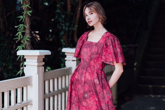 Rosy Floral Dress for Lady