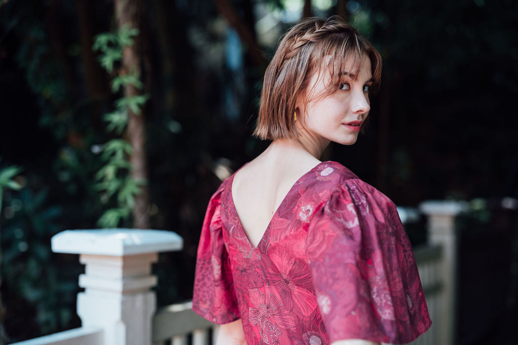 Rosy Floral Dress for Lady