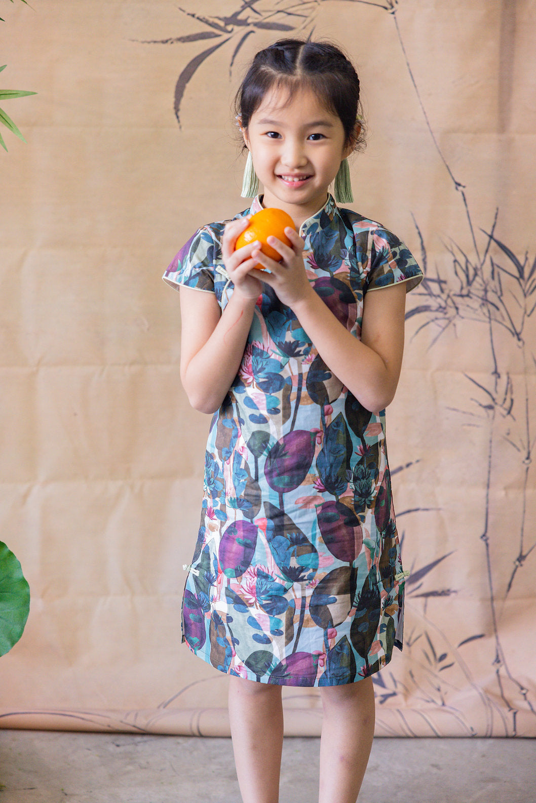 Lotus Cheongsam for Girl - Green