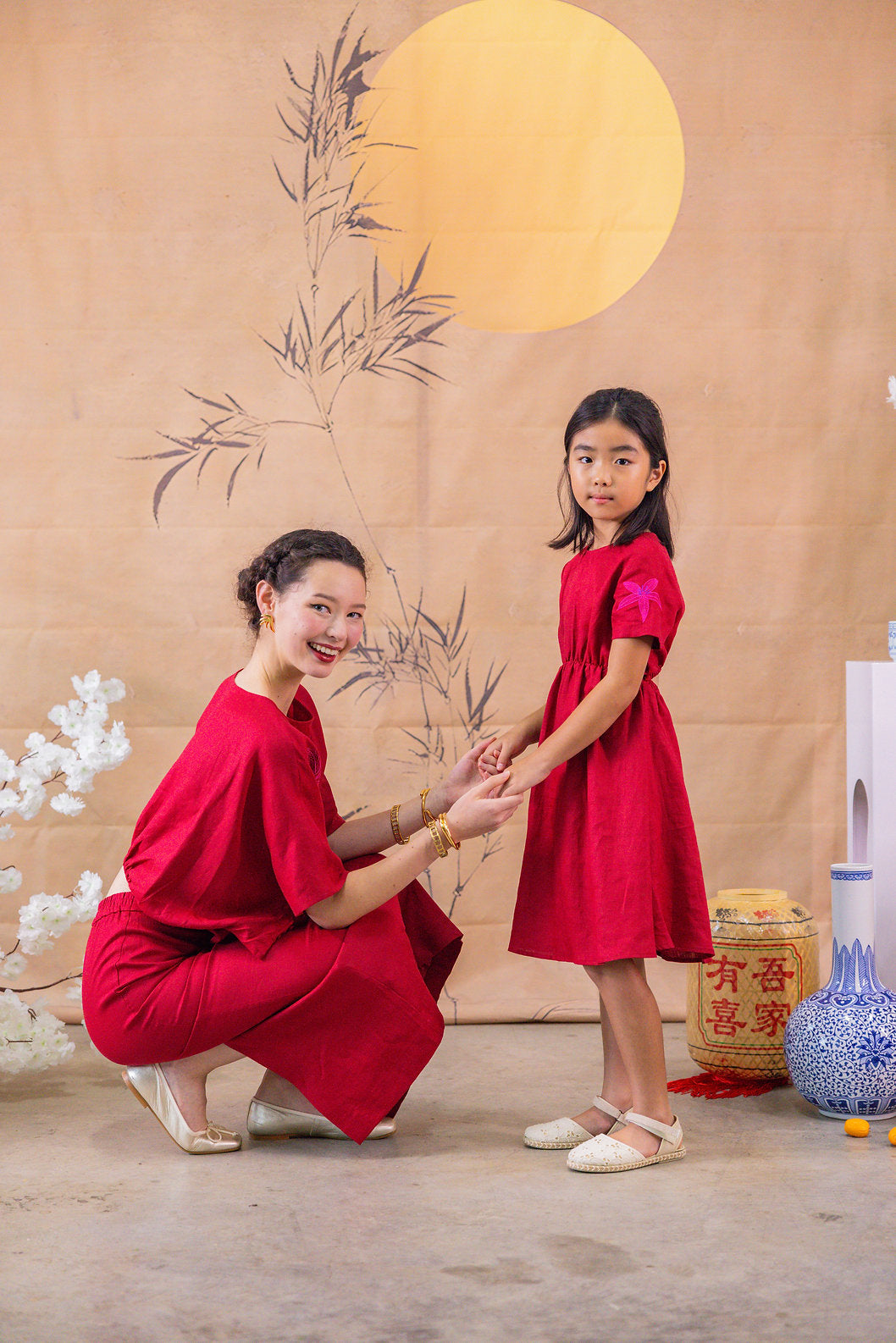 Ruby Embroidery Linen Dress for Girls