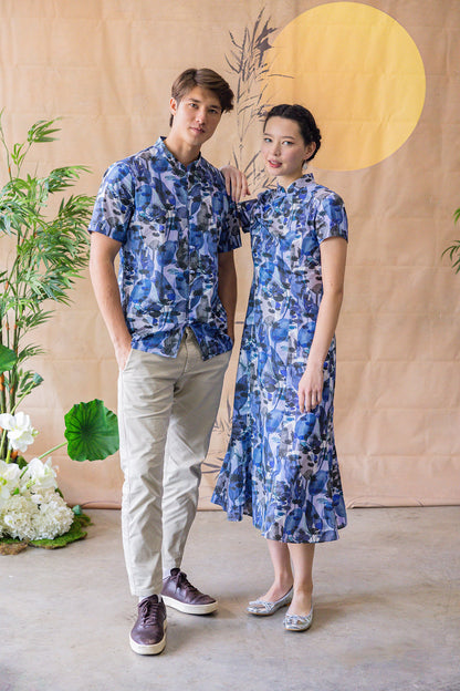 Lotus Cheongsam for ladies - Blue