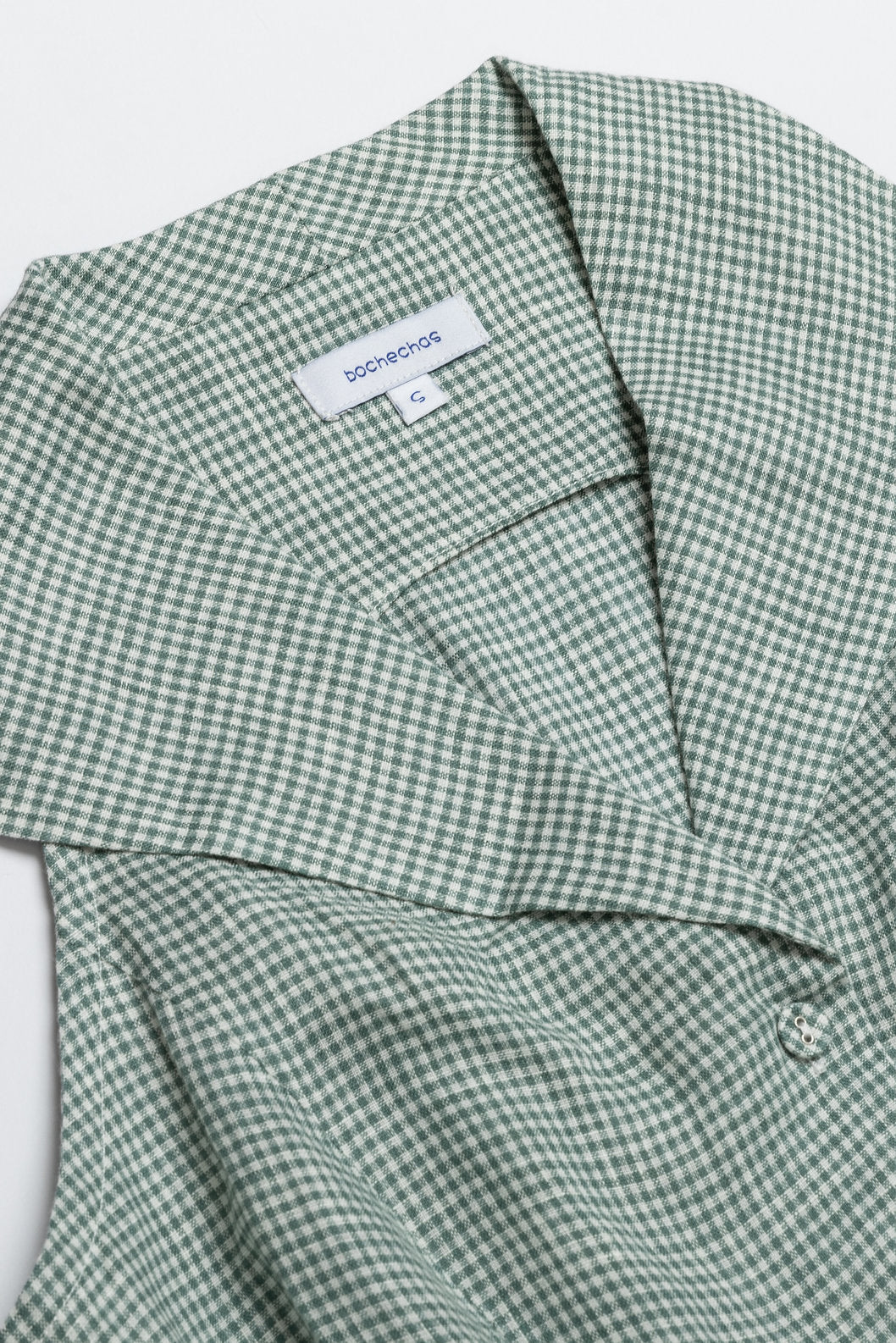 Green Gingham Shirtwaist Linen Dress with Belt for  woman