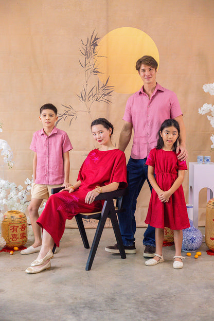 Pink Linen Shirt for Man