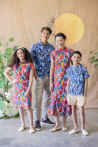 Lotus Mandarin Collar Shirt for Boys - Blue