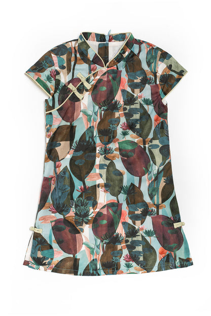 Lotus Cheongsam for Girl - Green