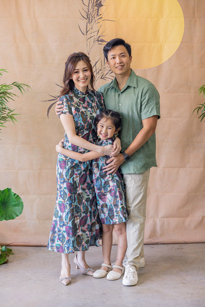 Lotus Cheongsam for Girl - Green