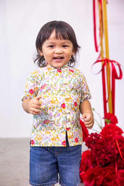 Snake! Snake! Mandarin Collar Shirt for boys