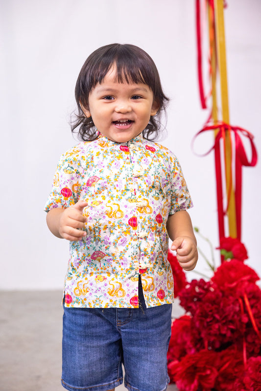 Snake! Snake! Mandarin Collar Shirt for boys