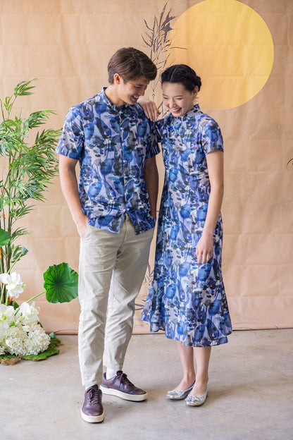 Lotus Cheongsam for ladies - Blue
