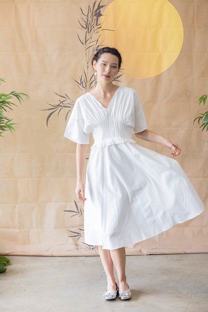 Penelope White Silk-Cotton Dress for Ladies