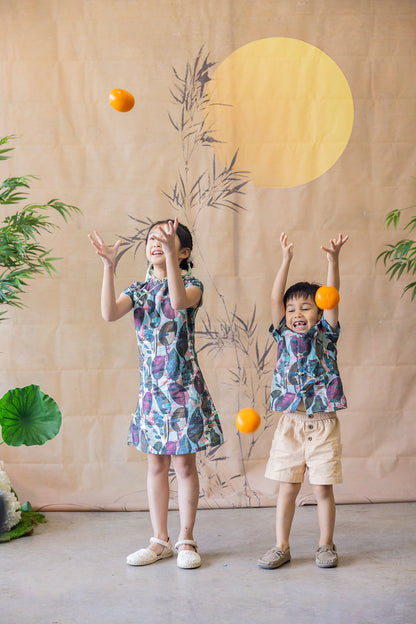 Lotus Mandarin Collar Shirt for Boys - Green