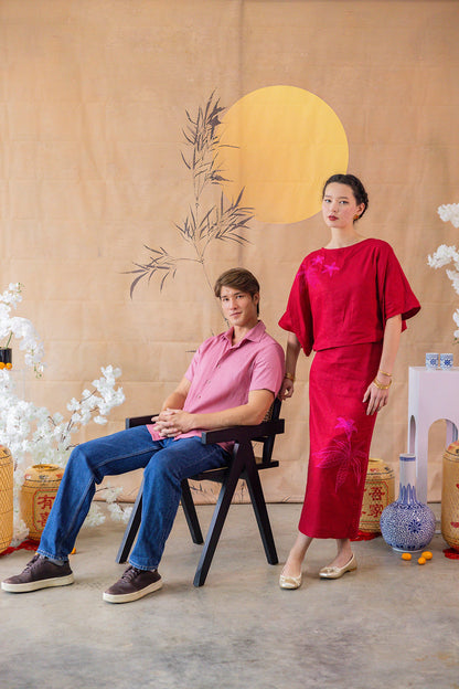 Pink Linen Shirt for Man