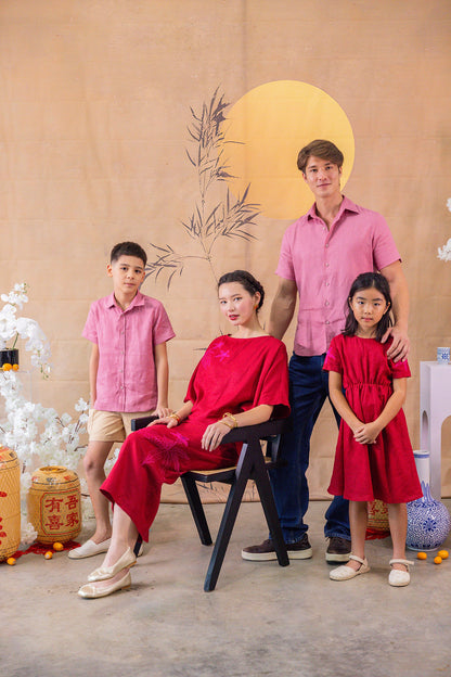 Pink Linen Shirt for Boy
