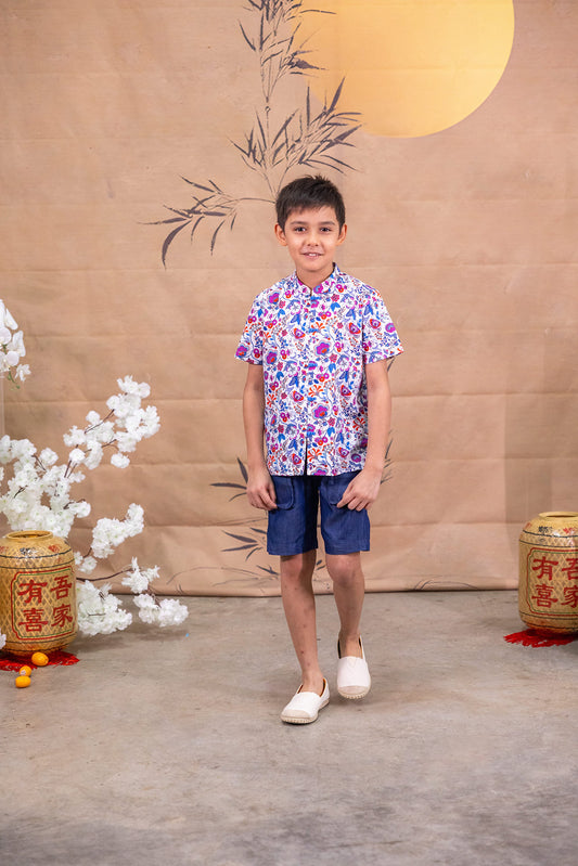 Mabelle Mandarin Collar Shirt for Boys