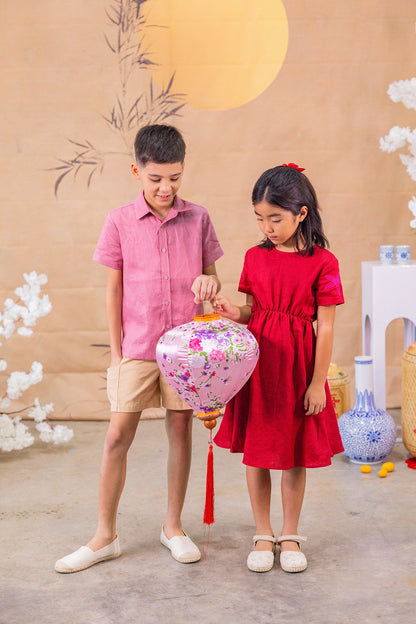 Pink Linen Shirt for Boy