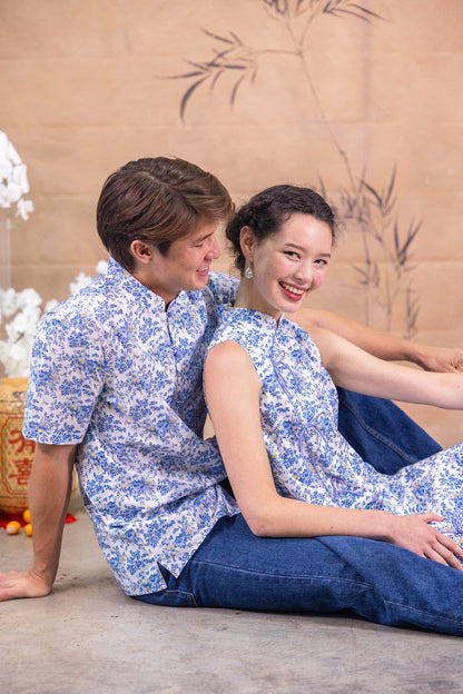 Floral Wonderland Mandarin Collar Shirt for men