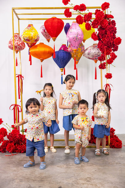Snake! Snake! Mandarin Collar Ribbon Top for girls